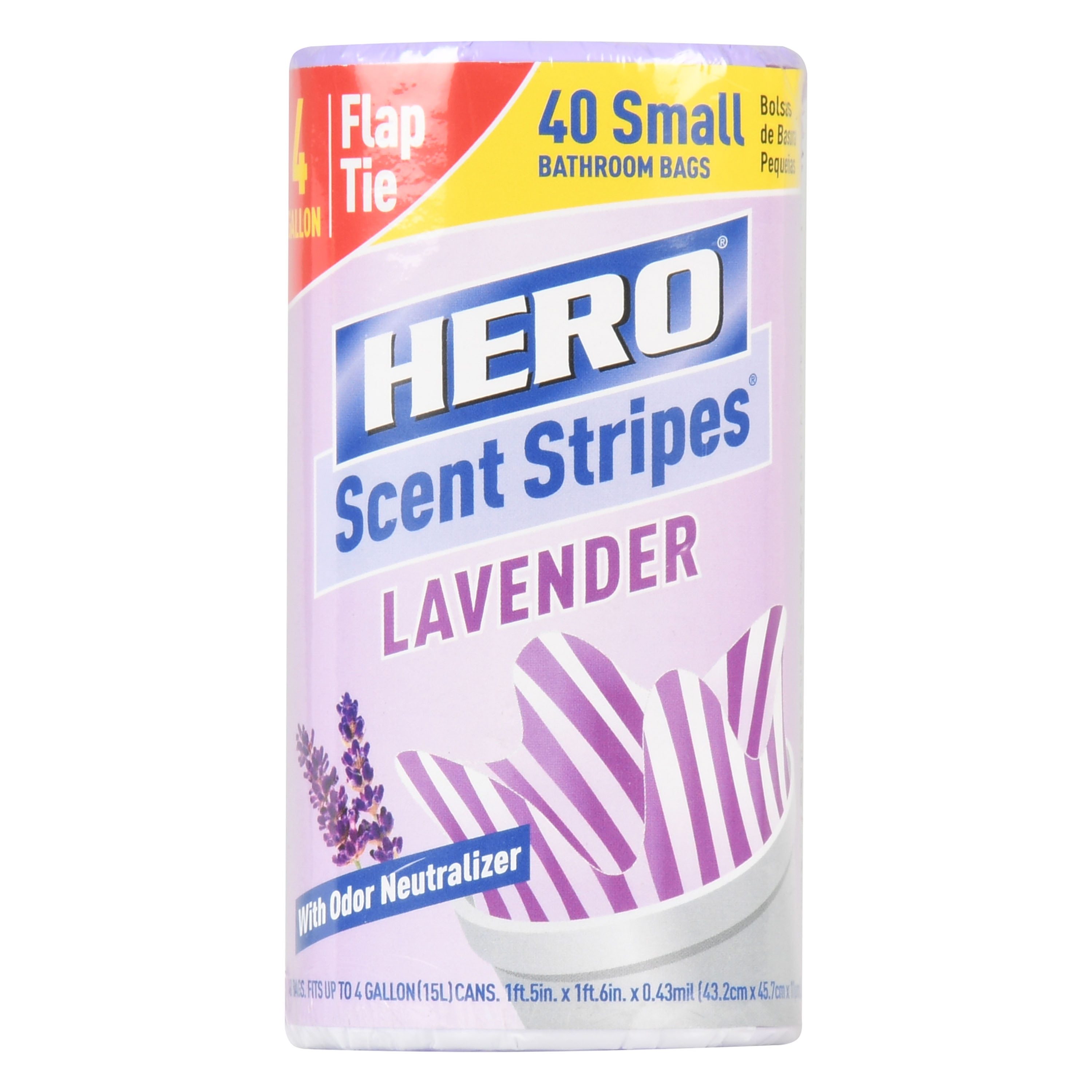 Lavender Scented Small Trash Bags with Flap Tie, 4 Gallon