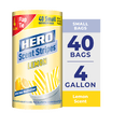 thumbnail image 1 of Hero Scent Stripes 4-Gallon, Lemon Scented, Small Flap Tie Trash Bags, 40 Count, 1 of 6