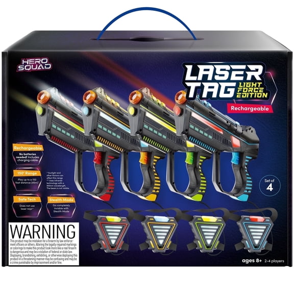 Hero Squad Rechargeable Laser Tag -  Set of 4 - Gift for Kids, Teens & Adults