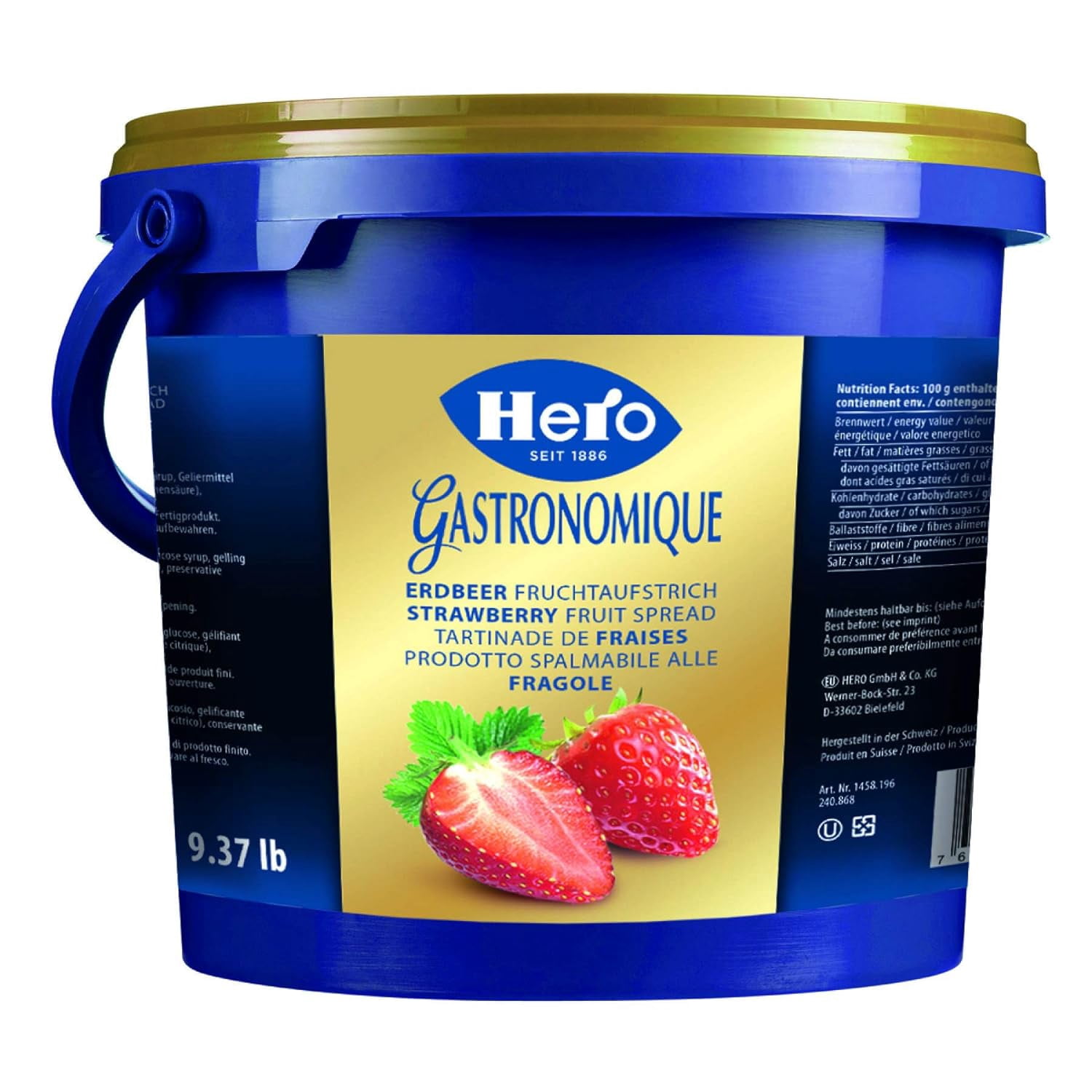 Hero Strawberry Fruit Spread, 9.37 Pound -- 1 each.