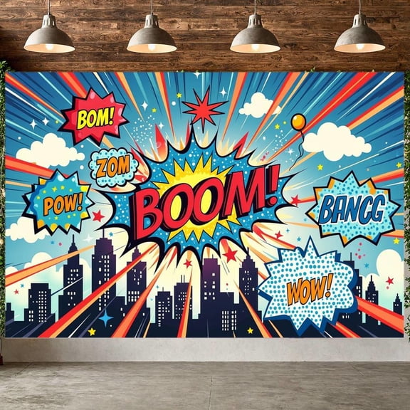 Hero Theme Backdrop Buildings Comic Party Photography Background Baby Shower Boy Girl Kids Birthday Party Decoration Studio Shoot Prop