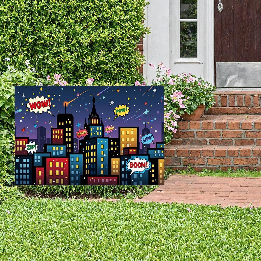Hero Theme Backdrop Buildings Comic Party Photography Background Baby ...