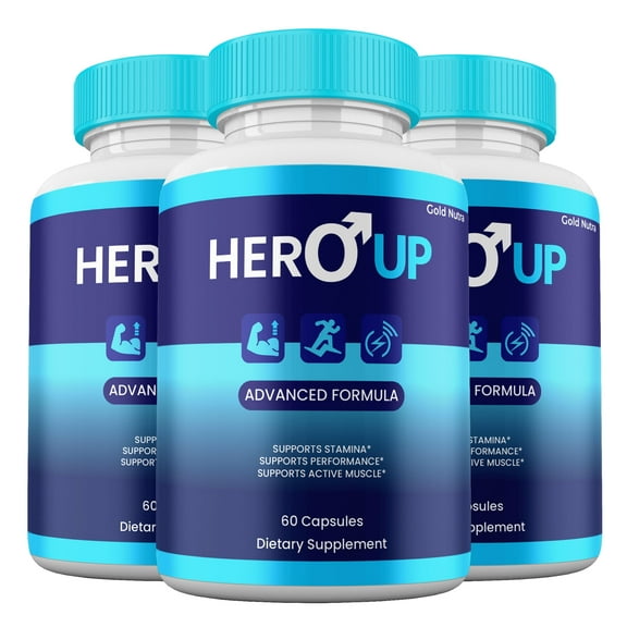 Hero Up Capsules, High Potency HeroUp Supplement Pills, All Natural Formula 3 Month Supply (3 Pack)
