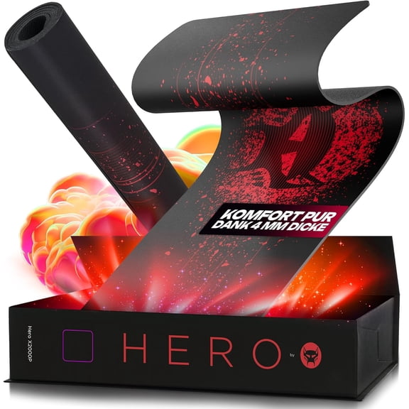 Hero X2000 Gaming Mouse Pad, Red - XL Mousepad 36"x 12" Large Mouse Pad - Thick Cloth Desk Mat for Keyboard and Mouse - Non Stitched Edges & Anti Sweat Design