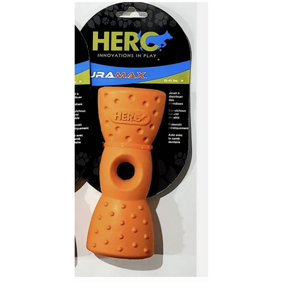 Hero dog toy duramax treat dispensing durable natural rubber Medium 25-45 Lb
