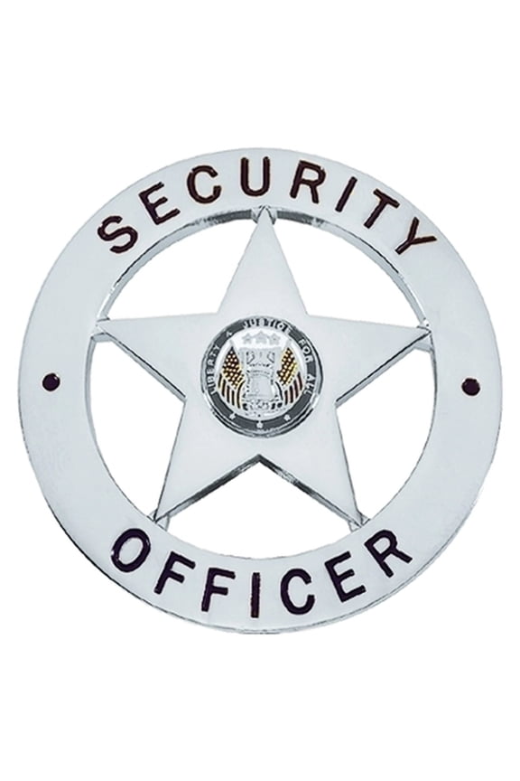 Hero’s Pride 2-1/8" Round Security Officer Badge, Enameled & Plated, Pin Back – Silver Finish