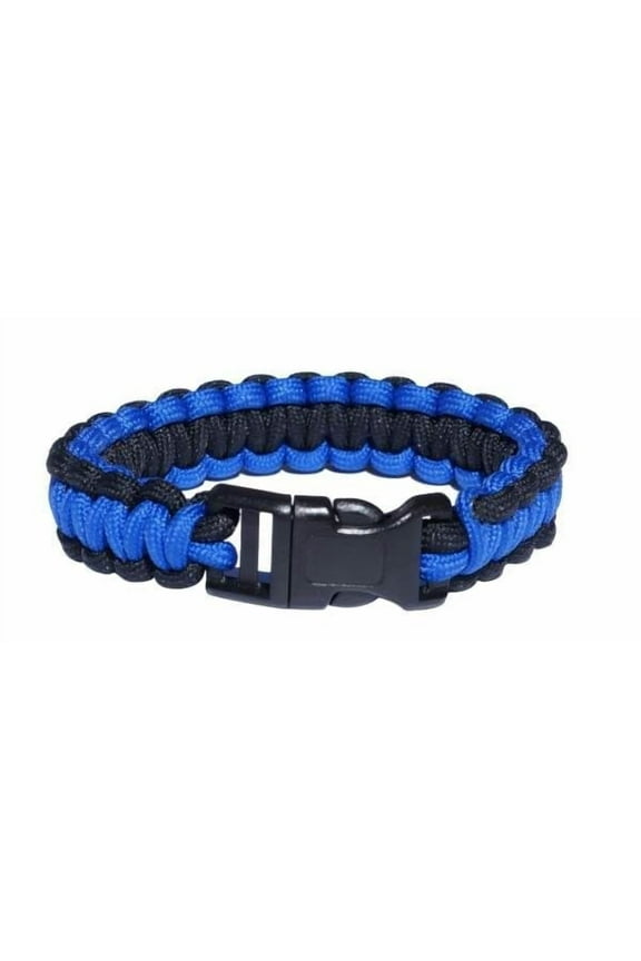 Heros Pride Blue Line Paracord Bracelet Medium Size, Black/Blue