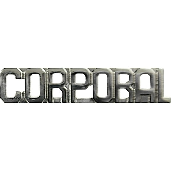 Hero's Pride CORPORAL Die Struck Letters, Nickel Finish, 3/8" High, Pair with Clutch Backs