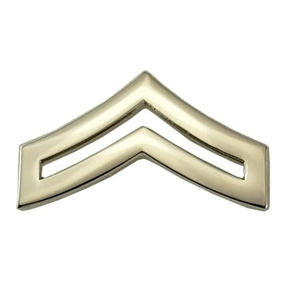 Hero's Pride CPL Chevron Insignia Pin, 1" Wide, Silver, Clutch Back, Pair