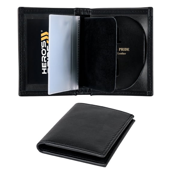 Hero’s Pride Deluxe Bi-Fold Wallet with Recessed Cutout – Fits Large Oval Badge 2-3/8 x 3-3/4"