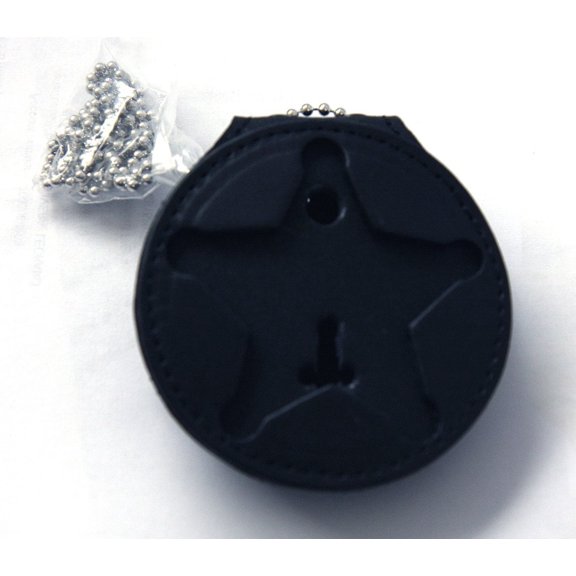 Hero’s Pride Deluxe Leather Badge Holder with Chain & Clip – Fits 5-Point Star Badge, 2-5/8" x 2-5/8