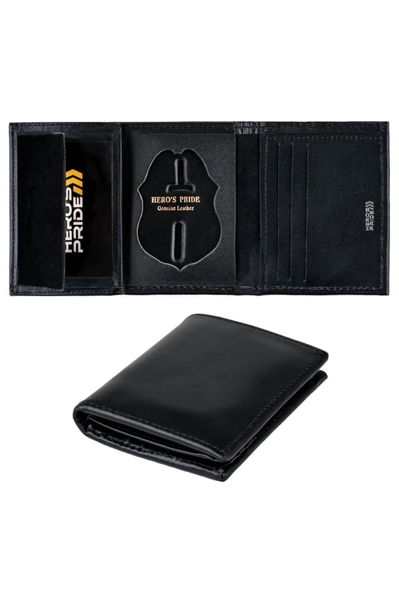 Hero’s Pride Deluxe Tri-Fold Wallet, Recessed Cutout for 2-1/8" x 3" Shield with Eagle Badge