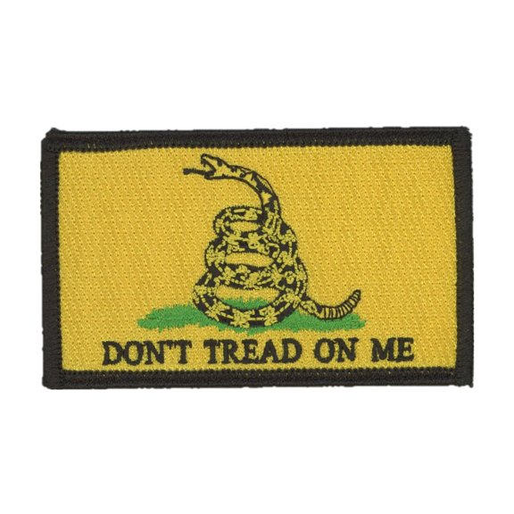 Hero's Pride "Don't Tread on Me" Patch, Gold with Black Border, Hook Backing