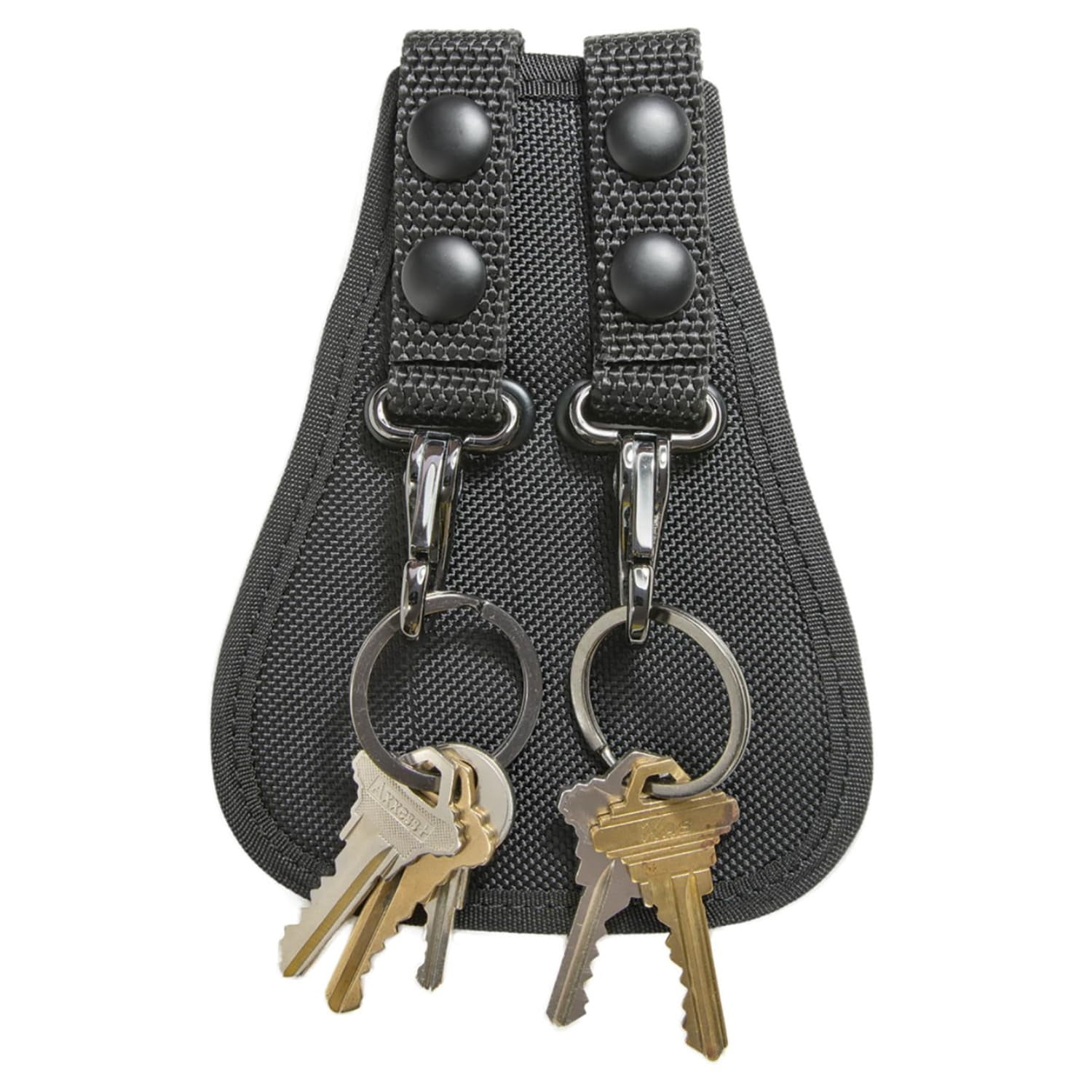 Hero's Pride Duty Belt Key Holder - Durable Ballistic with Deluxe Metal Clip and Split Key Ring - Fits 2.25'' Tactical Belts for Law Enforcement - Easy One-Handed Access - Black - Double CA1