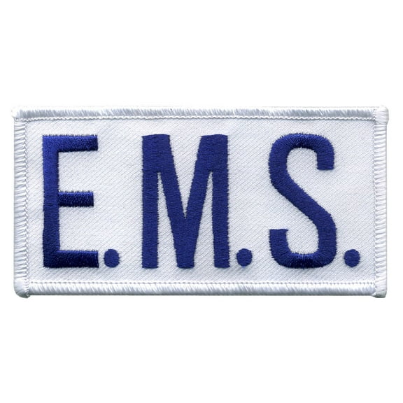 Hero's Pride E.M.S. Chest Patch, Hook Backing, Royal Blue/White, 4" x 2"