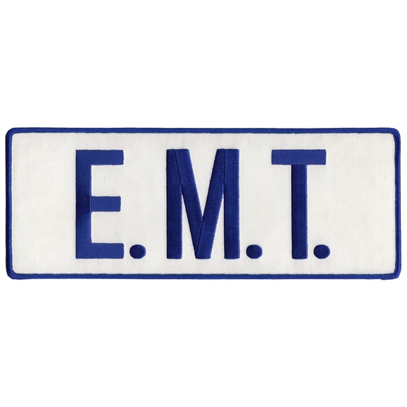 Hero's Pride EMT Back Patch, Royal Blue on White, 11x4", Sew-On