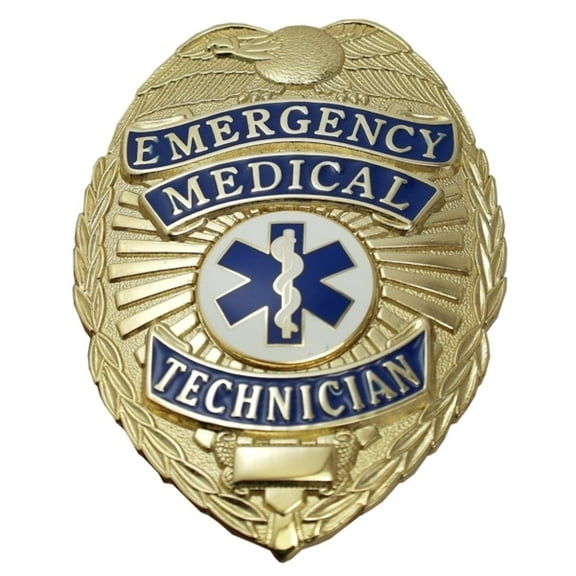Hero’s Pride EMT Badge, 2-1/8" x 3", Gold Finish