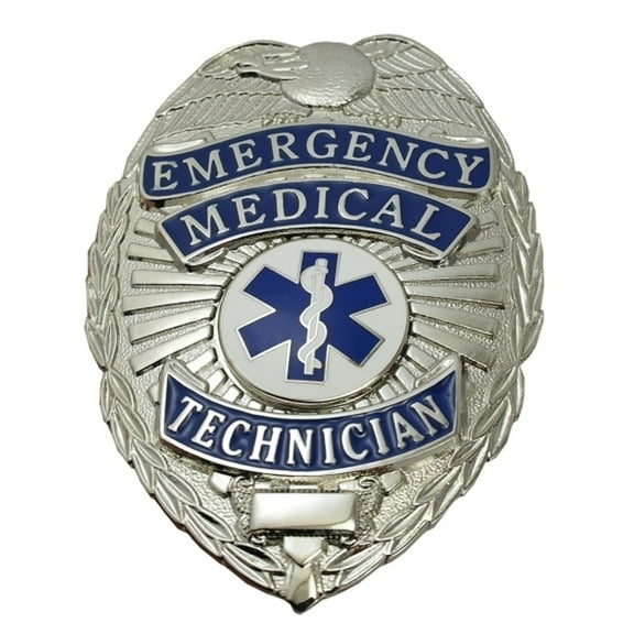 Hero’s Pride EMT Badge, 2-1/8" x 3", Silver Finish