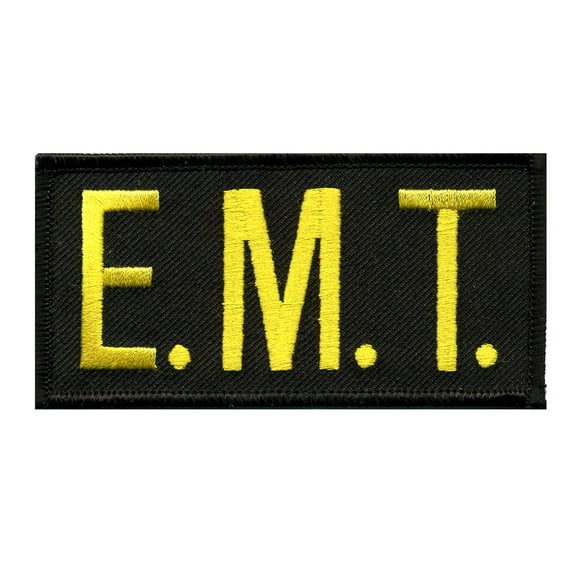 Hero's Pride E.M.T. Chest Patch, Hook Backing, Medium Gold/Black, 4" x 2"