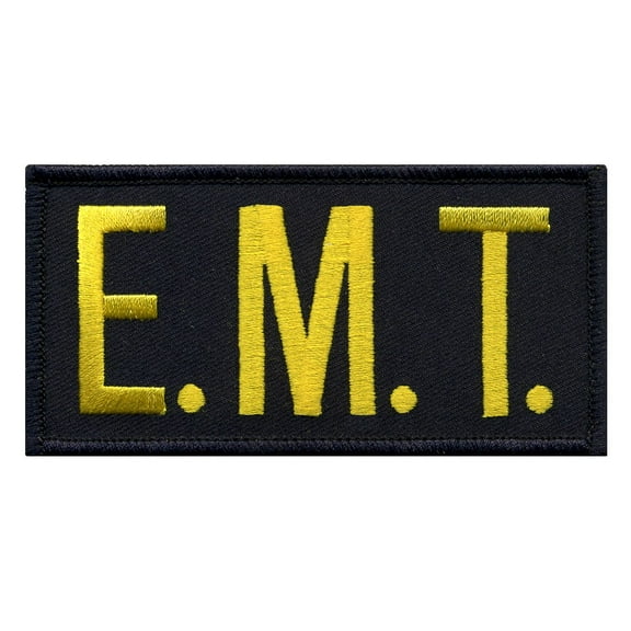 Heros Pride E.M.T. Chest Patch with Hook Backing, Medium Gold/Midnight Blue, 4" x 2"