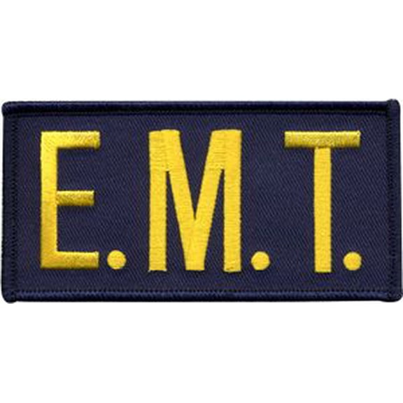 Hero's Pride E.M.T. Chest Patch, Hook Backing, Medium Gold/Navy Blue, 4" x 2"