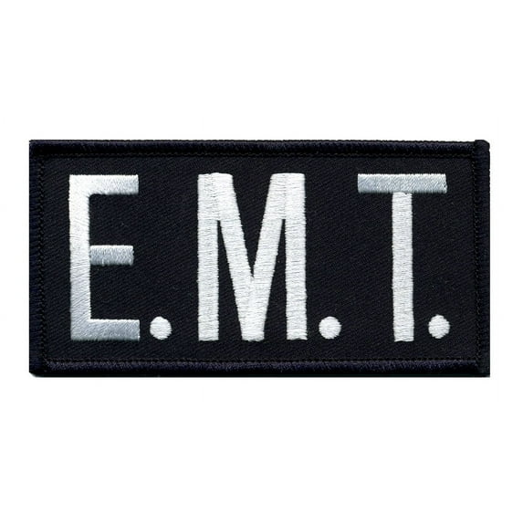 Hero's Pride E.M.T. Chest Patch, Hook Backing, White/Midnight Blue, 4" x 2"