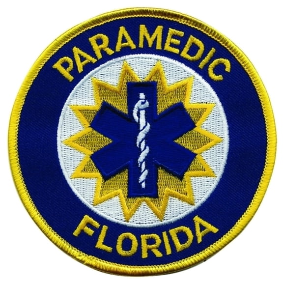 Hero’s Pride FLORIDA PARAMEDIC Embroidered Patch – Medium Gold, Hook Back, 4" Round