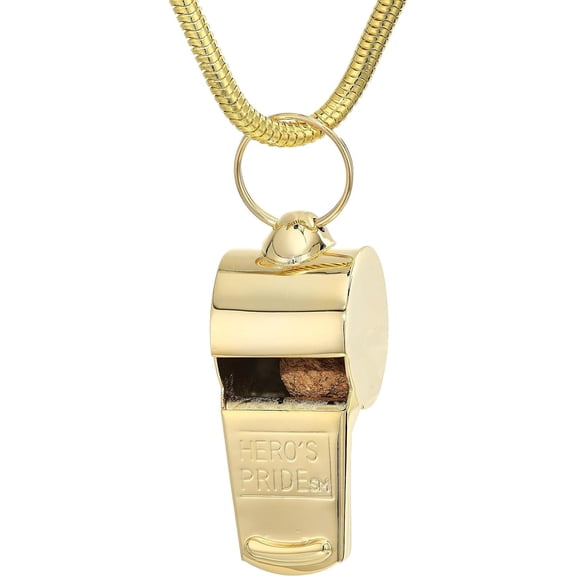 Hero's Pride Law Enforcement Whistle & 21" Chain Set  Gold Plated, Professional Grade with Button Hook for Police, Security, and CHP Use