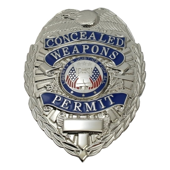Hero’s Pride Permit Holder Badge, Silver, Enameled, 5-Pc Pin Catch, 2-1/4x3-1/8