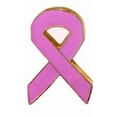 thumbnail image 1 of Hero's Pride Pink Ribbon Awareness Pin, Enameled & Plated Finish, Rubber Clutch Backing, 1" Wide, 1 of 4