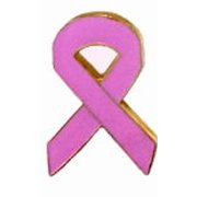 Hero's Pride Pink Ribbon Awareness Pin, Enameled & Plated Finish, Rubber Clutch Backing, 1" Wide
