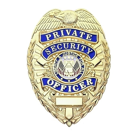 Hero’s Pride Private Security Officer Badge, Gold, Enameled, 5-Pc Pin Catch
