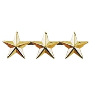Hero's Pride Rank Insignia, Three 1" Gold Five-Pointed Stars, 2 Posts & Clutch Backs, Pack of 2