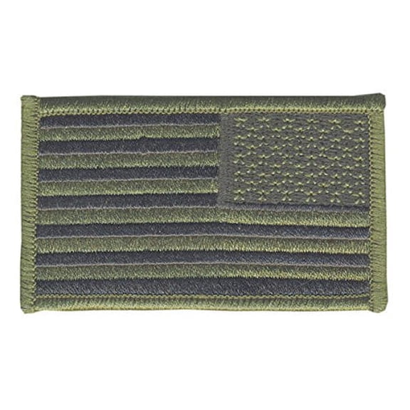 Heros Pride Reverse U.S. Flag Patch - Olive Drab/Black, 3-3/8" x 2"