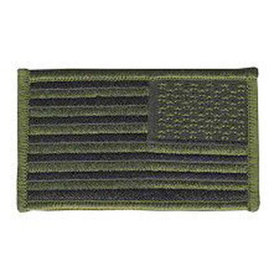 Hero's Pride Reverse U.S. Flag Patch, Olive Drab and Black, Hook Backing, 3-1/4" x 1-13/16"