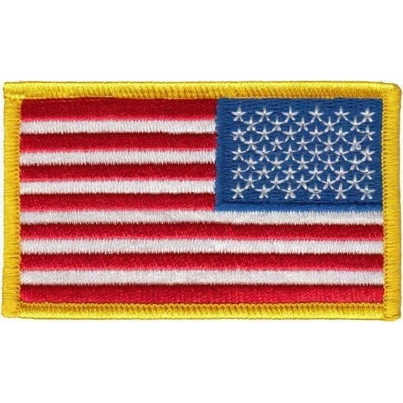 Hero's Pride Reverse U.S. Flag Patch with Hook Backing, Full Color, 3-3/8" x 2"