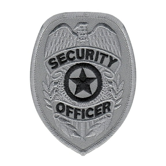 Hero’s Pride SECURITY OFFICER Embroidered Patch – Silver with Black Text, Hook Back (2-3/8" x 3-1/4")