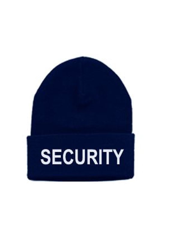 Watch Cap Dark Navy with White Embroidery One Size Fits All Acrylic Knit