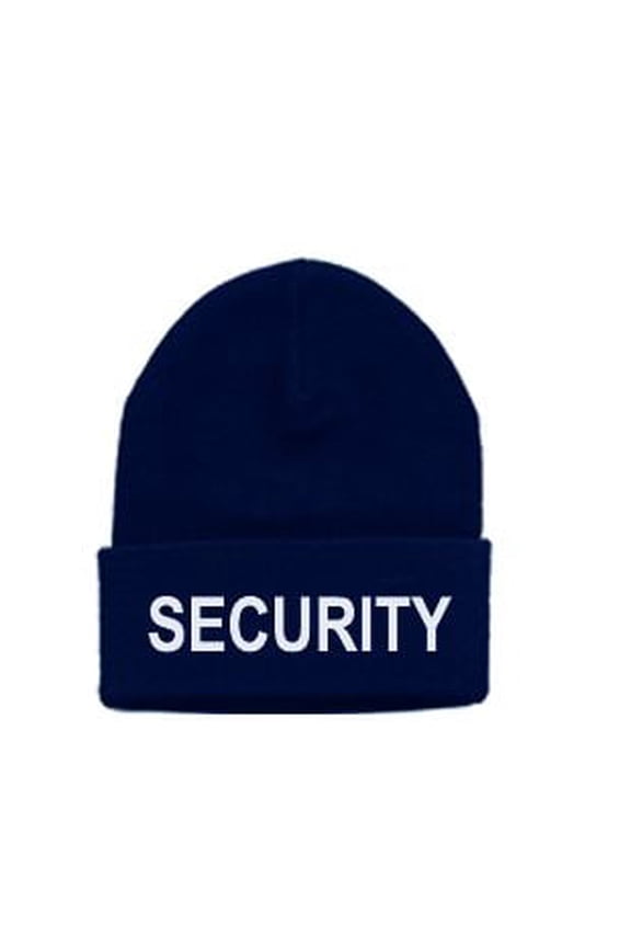 Watch Cap Dark Navy with White Embroidery One Size Fits All Acrylic Knit