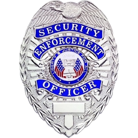 Hero’s Pride Security Enforcement Officer Badge, Silver, 5-Pc Pin Catch, 2.25"x3.125"