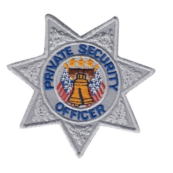 Hero's Pride Silver Badge Patch  Private Security Emblem, 2-3/4" Hook Backing
