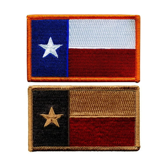 Heros Pride Texas Flag Patches with Hook Backing  3.375" x 2"  2 Pack