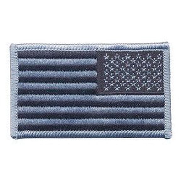 Hero's Pride U.S. Flag Patch, Reverse Orientation, Gray/Black, Hook Backing, 3-1/4" x 1-13/16"