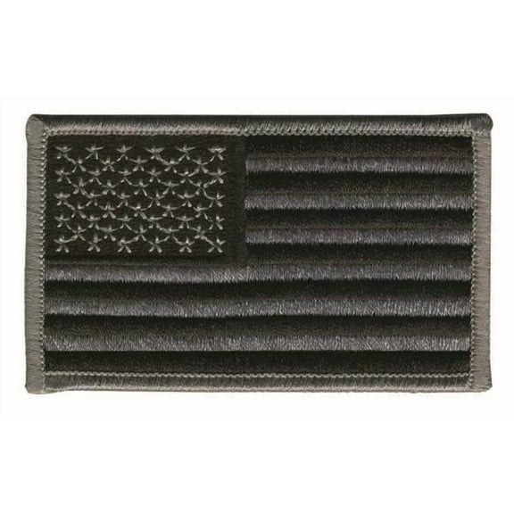 Hero's Pride U.S. Flag Patch with Hook Backing, Silver/Black, 3-3/8" x 2"