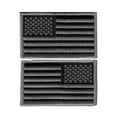 thumbnail image 1 of Hero’s Pride US Flag Patch 2-Pack – Black and Silver, Regular & Reverse, Hook Backing, 3-3/8" x 2", 1 of 5