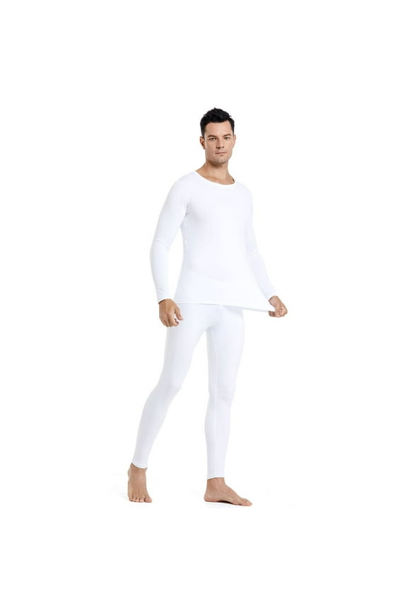 Men's Winter Thermal Top and Bottom with Fleece Lined Plus Size Set