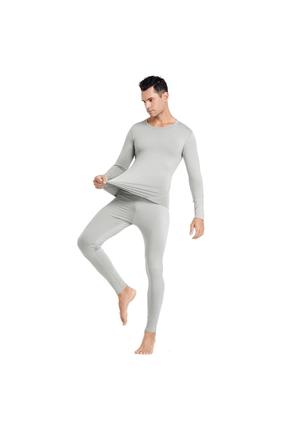 Men's Winter Thermal Top and Bottom with Fleece Lined Plus Size Set