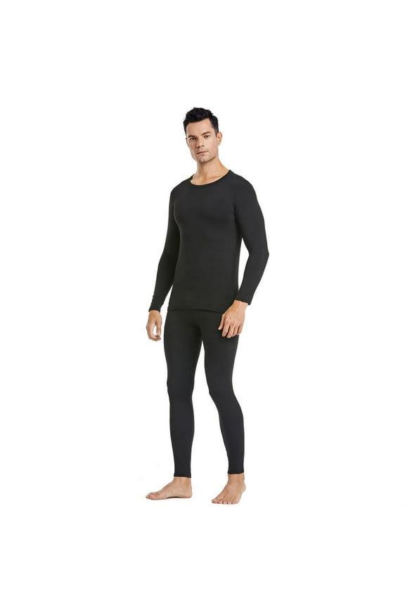 Men's Winter Thermal Top and Bottom with Fleece Lined Plus Size Set