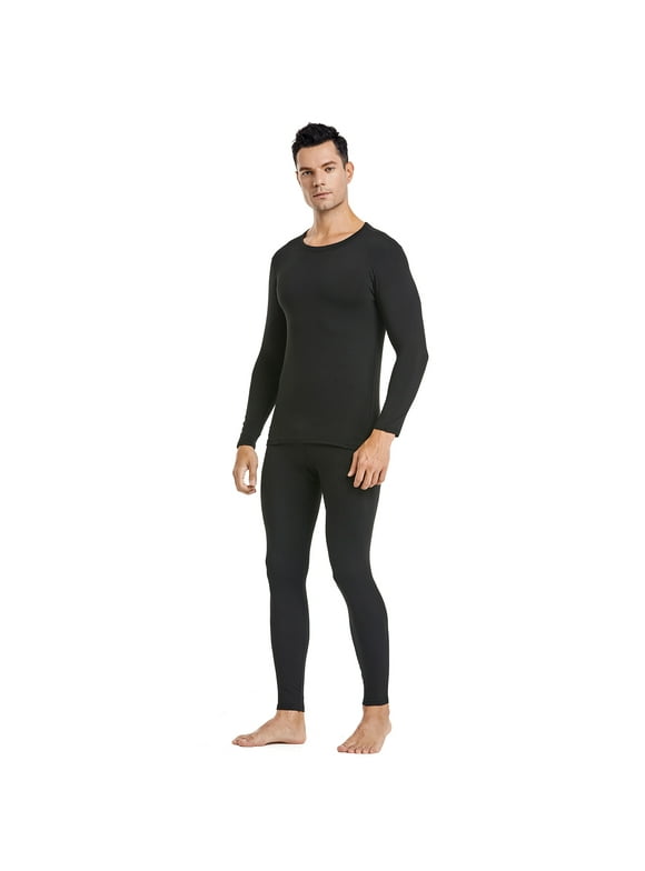 Men's Winter Thermal Top and Bottom with Fleece Lined Plus Size Set