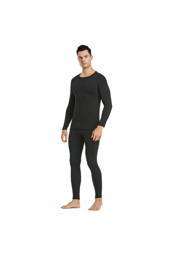 Men's Winter Thermal Top and Bottom with Fleece Lined Plus Size Set